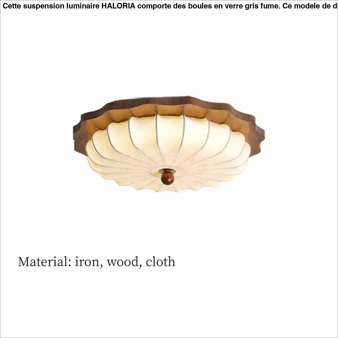Plafonnier design en bois et tissu style lanterne vintage