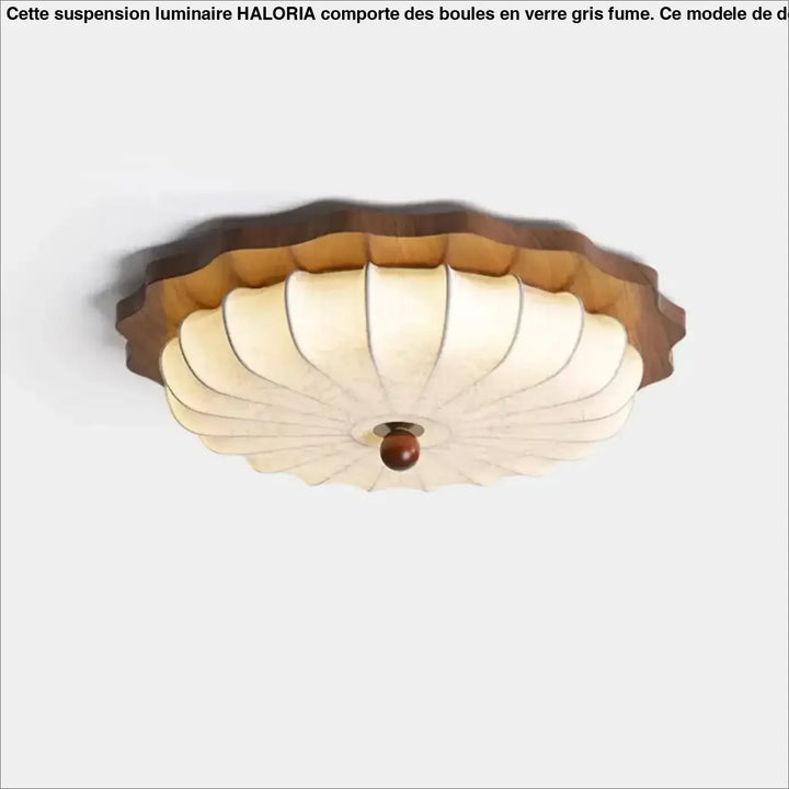 Plafonnier design en bois et tissu style lanterne vintage