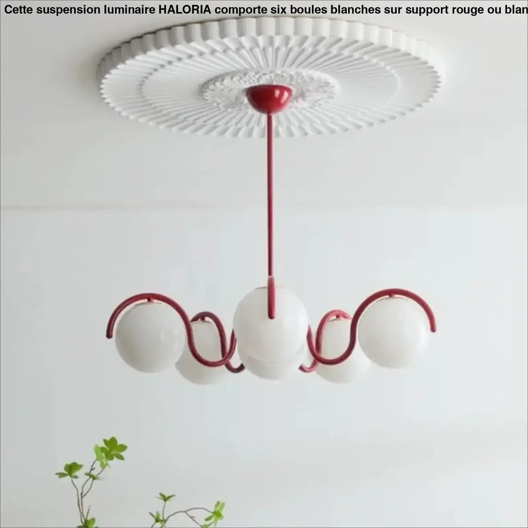 Suspension Luminaire À Support Avec 6 Boules Rondes Métal Verre