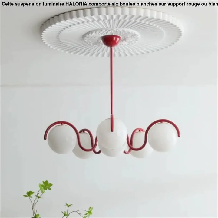 Suspension Luminaire À Support Avec 6 Boules Rondes Métal Verre