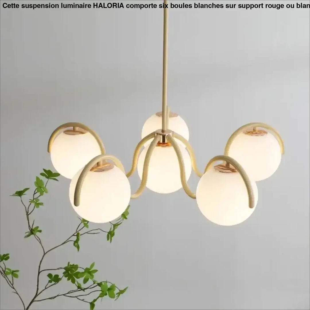 Suspension Luminaire À Support Avec 6 Boules Rondes Métal Verre
