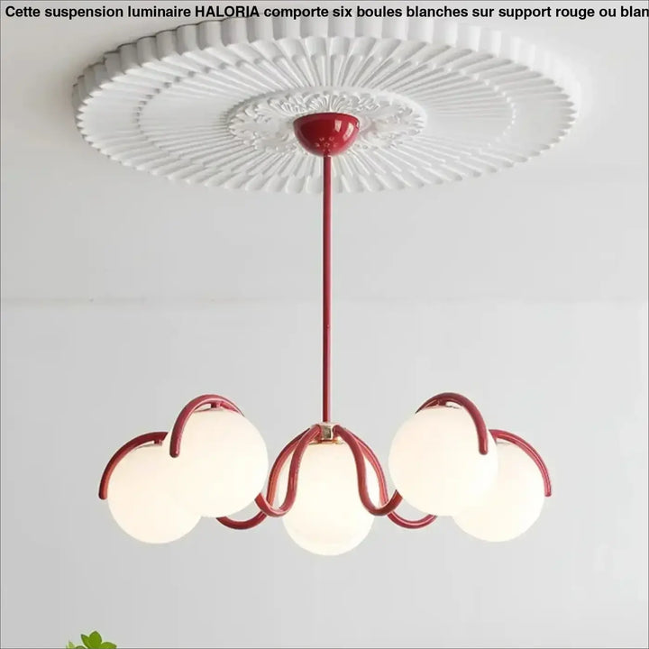 Suspension Luminaire À Support Avec 6 Boules Rondes Métal Verre