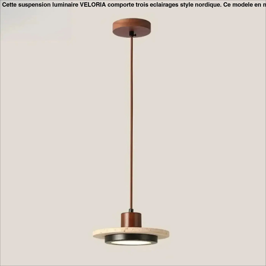 Suspension luminaire en marbre et bois naturel au design épuré