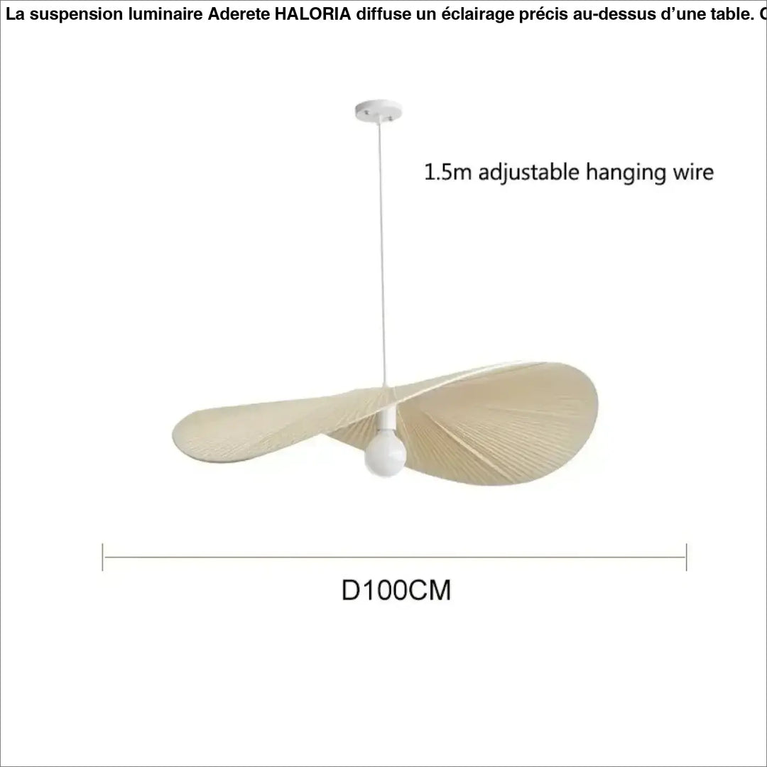 Suspension luminaire ondulée style japandi bois clair beige