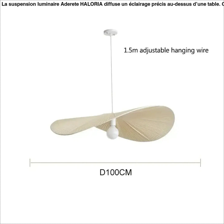 Suspension luminaire ondulée style japandi bois clair beige