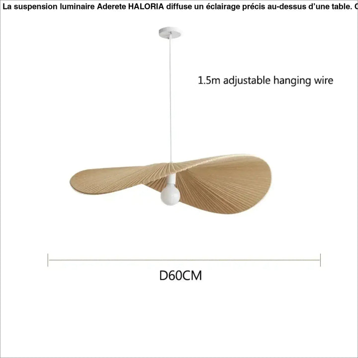 Suspension luminaire ondulée style japandi bois clair beige