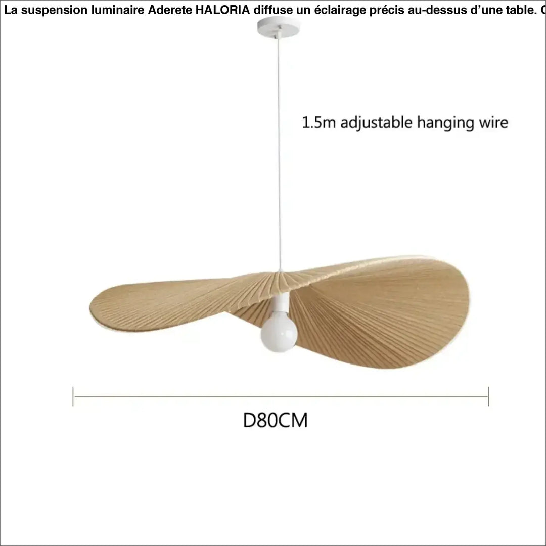 Suspension luminaire ondulée style japandi bois clair beige