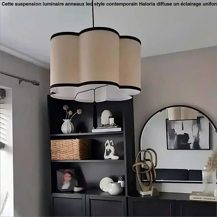 Suspension Luminaire Beige Contemporain Tissu Et Noir