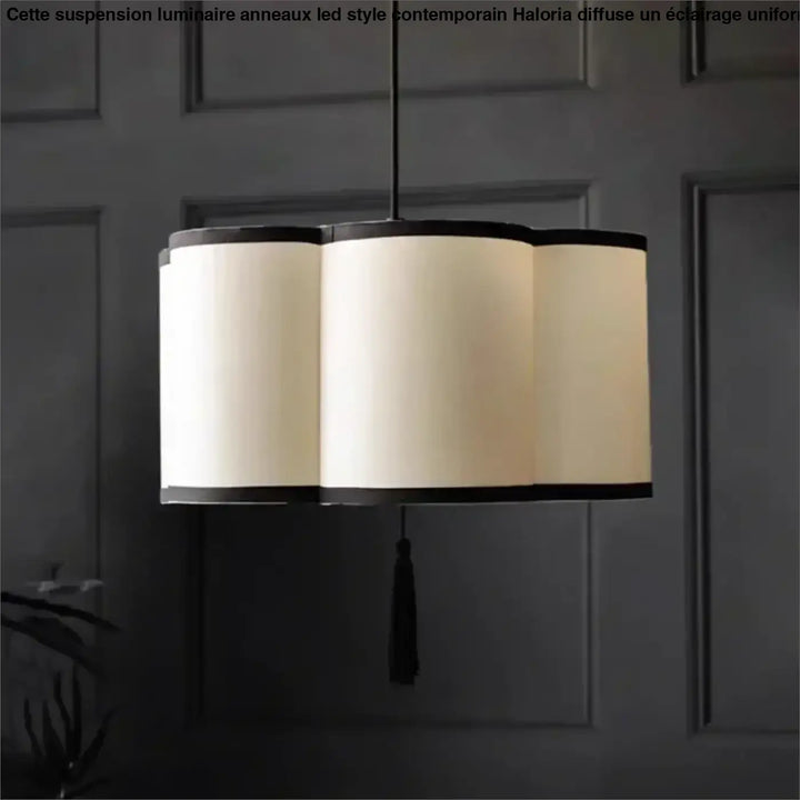 Suspension Luminaire Beige Contemporain Tissu Et Noir