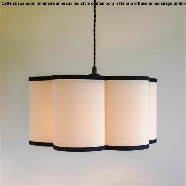 Suspension Luminaire Beige Contemporain Tissu Et Noir