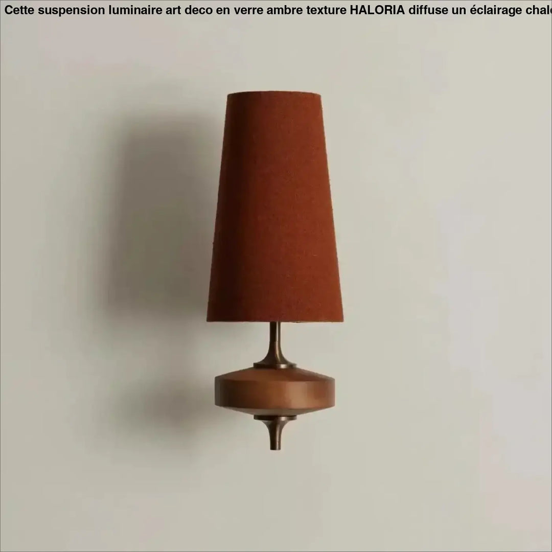 Applique murale en bois et métal avec abat-jour en tissu