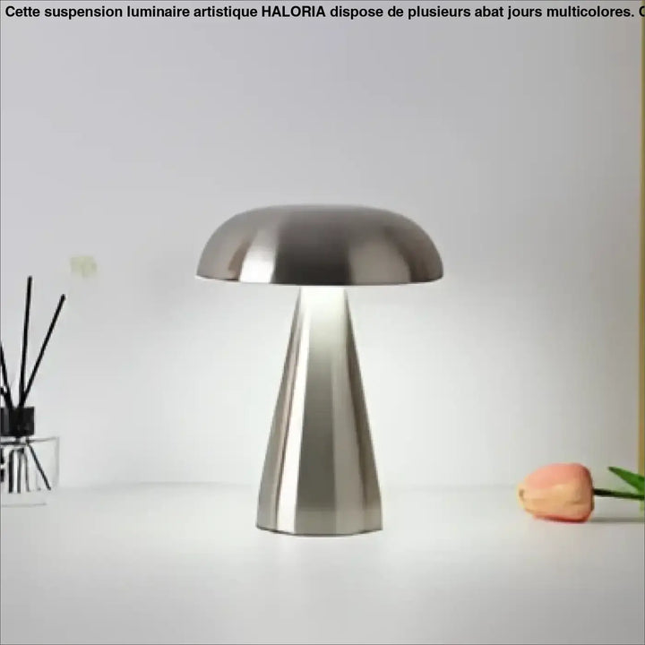 Lampe de table amelia en métal brossé en acier inoxydable style champignon pour une salle à manger design