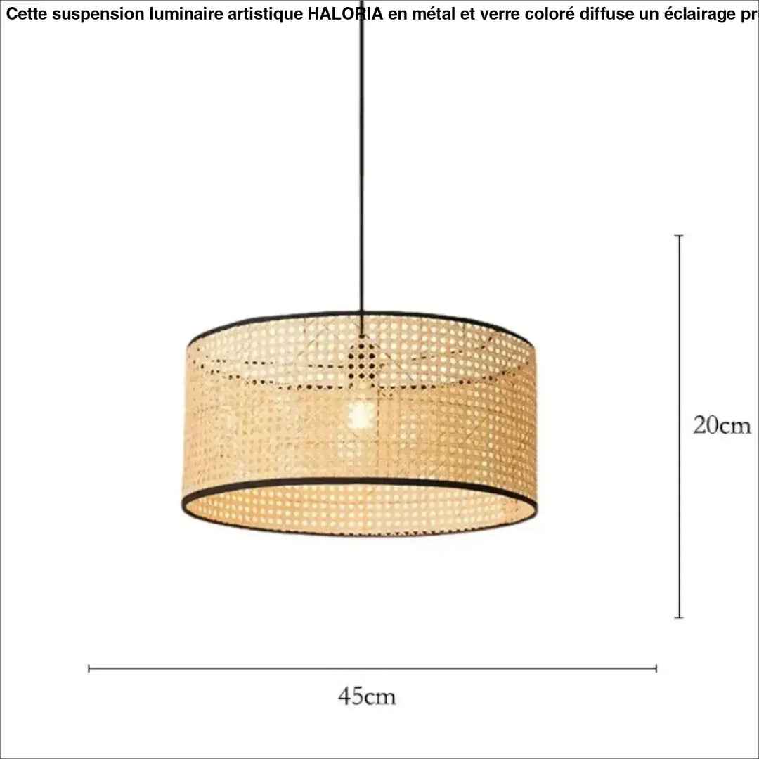 Suspension rotin naturel cylindrique design moderne élégant