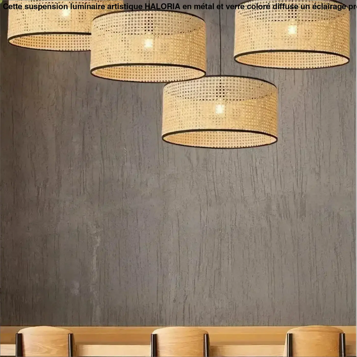 Suspension rotin naturel cylindrique design moderne élégant