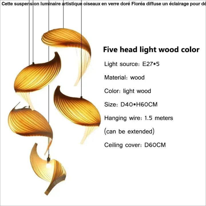 Suspension organique en bois sculptural ambiance chaleureuse