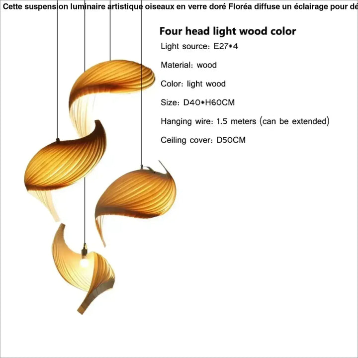 Suspension organique en bois sculptural ambiance chaleureuse