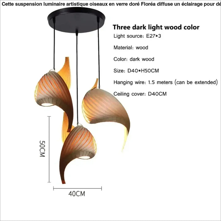 Suspension organique en bois sculptural ambiance chaleureuse