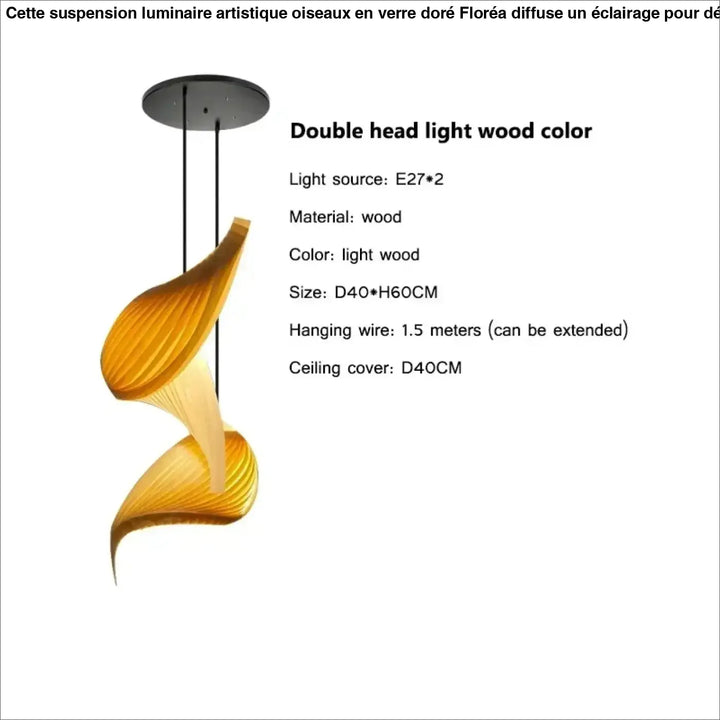 Suspension organique en bois sculptural ambiance chaleureuse