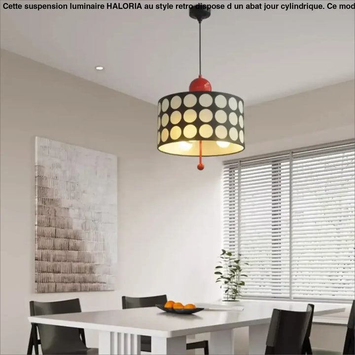 Suspension Luminaire au style rétro avec son abat-jour cylindrique

