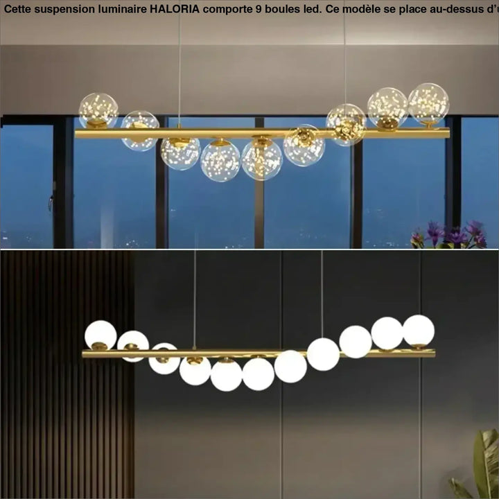 Suspension luminaire avec 9 boules LED pour salle à manger

