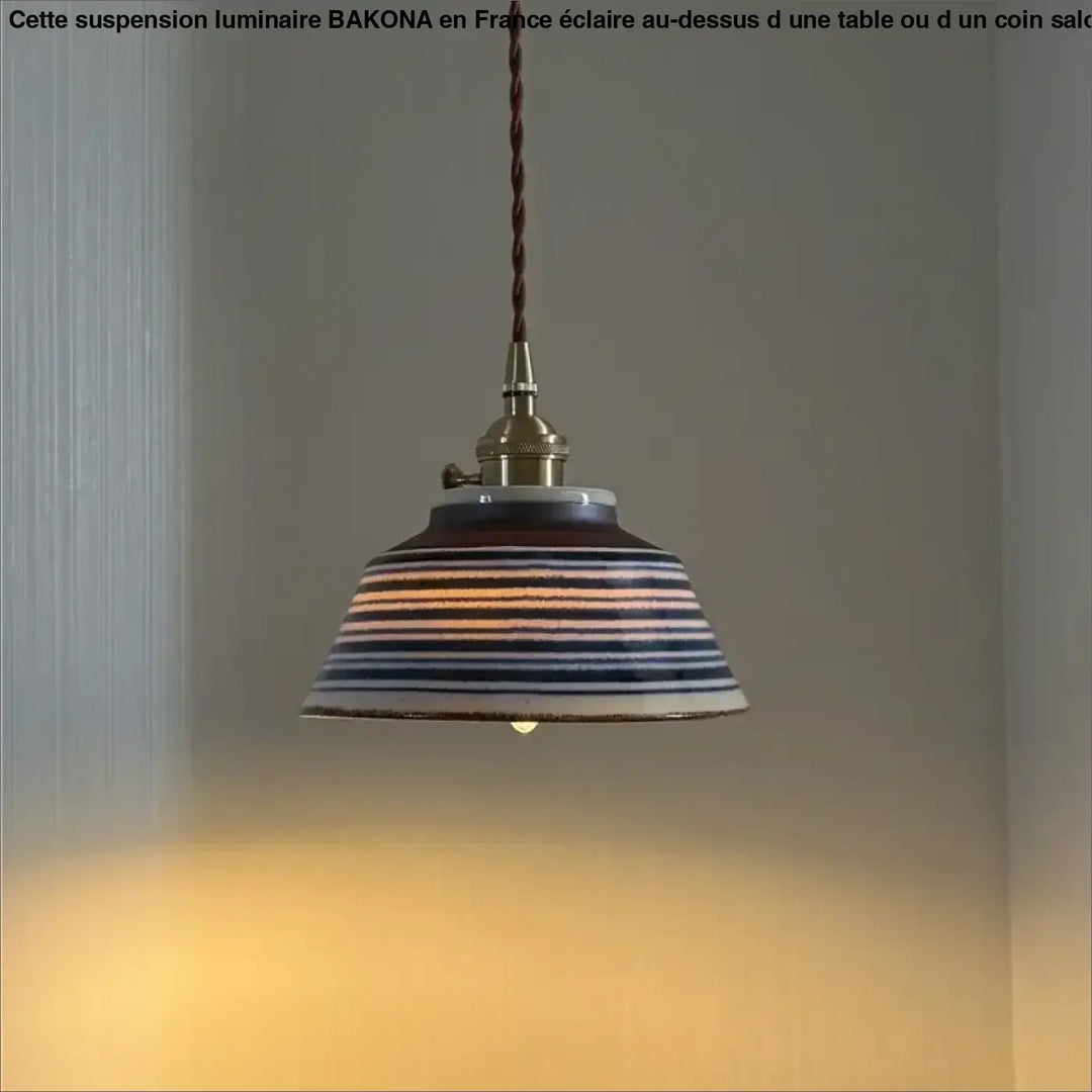 Suspension luminaire en céramique striée design vintage élégant