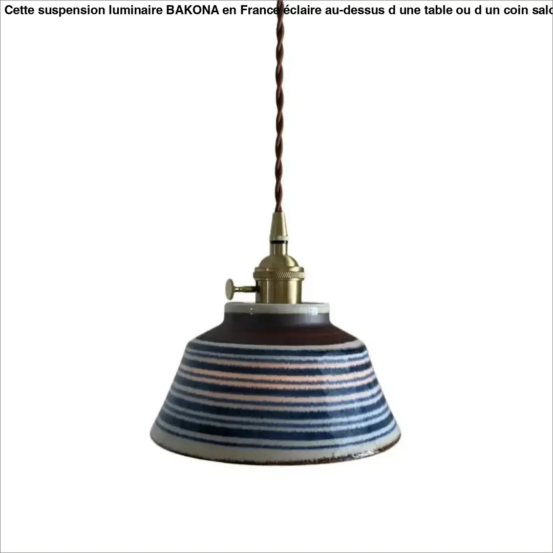 Suspension luminaire en céramique striée design vintage élégant