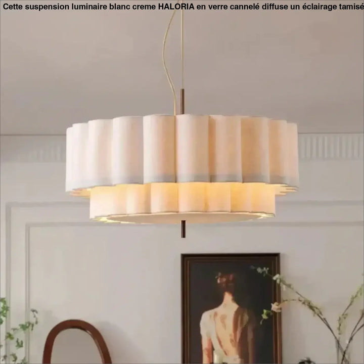 Suspension luminaire blanc crème en forme de cannelé moderne

