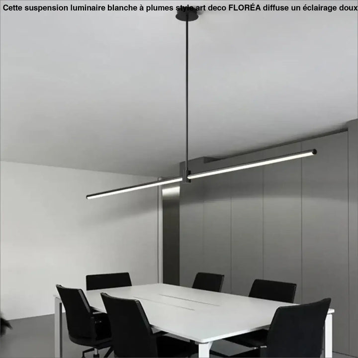 Suspension linéaire style minimaliste noir blanc chic