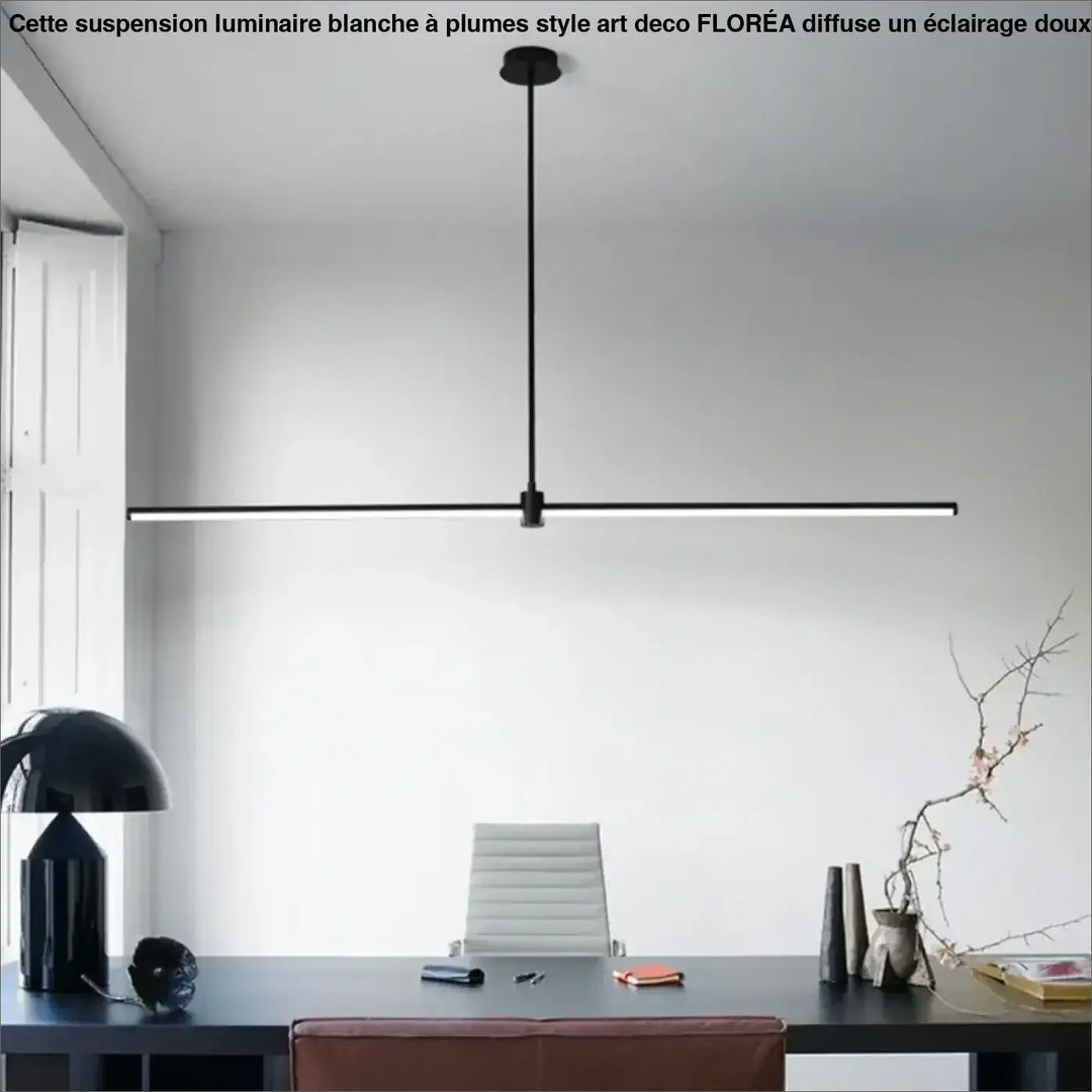 Suspension linéaire style minimaliste noir blanc chic