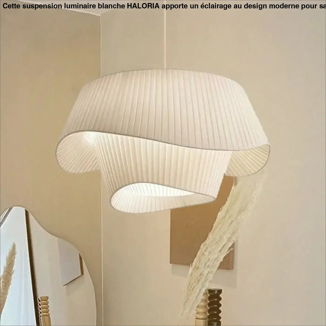 Suspension Luminaire Blanche Au Design Moderne En Tissu Blanc
