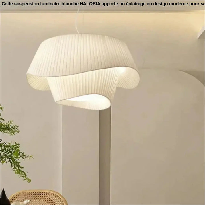 Suspension Luminaire Blanche Au Design Moderne En Tissu Blanc