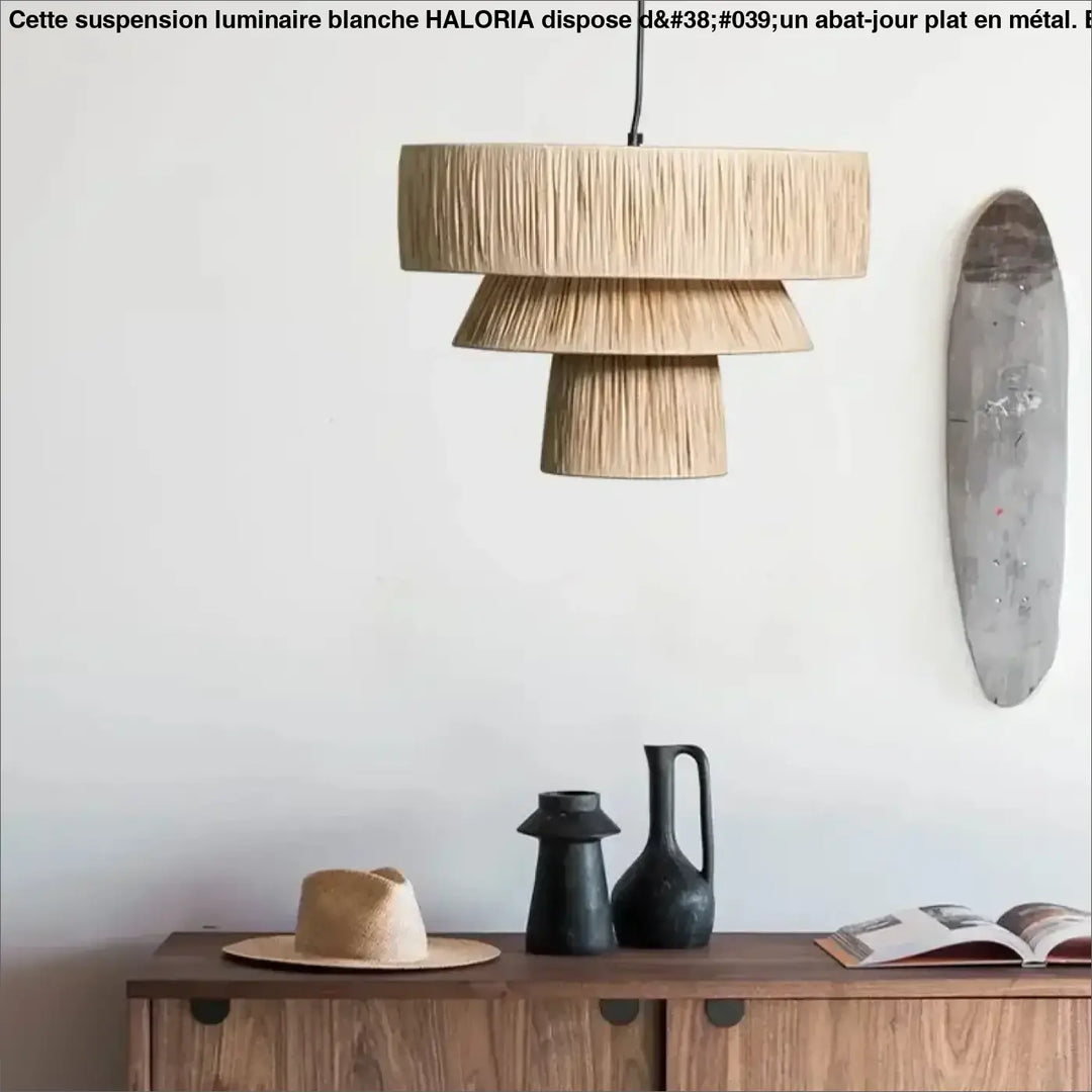 Suspension luminaire en rotin japonais en 3 étages modernes


