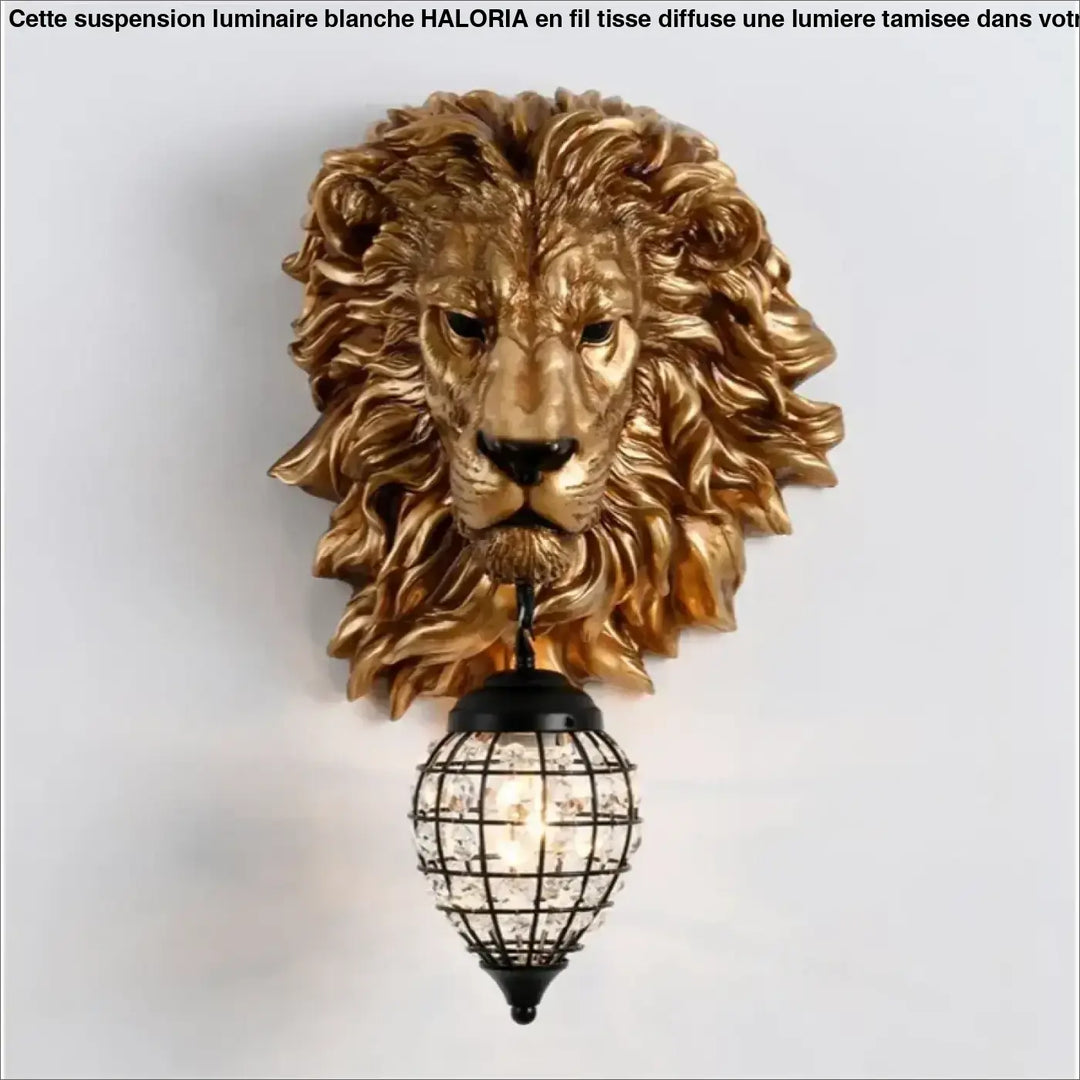 Applique murale lion tête sculptée lumineuse effet sculptural