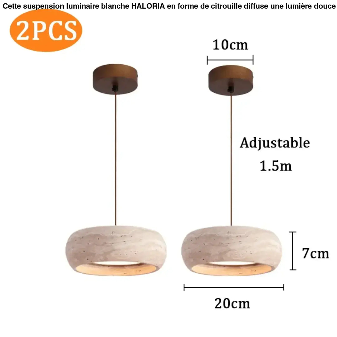 Suspension luminaire blanche en béton minimaliste avec finition rustique et support en bois chaleureux au plafond
