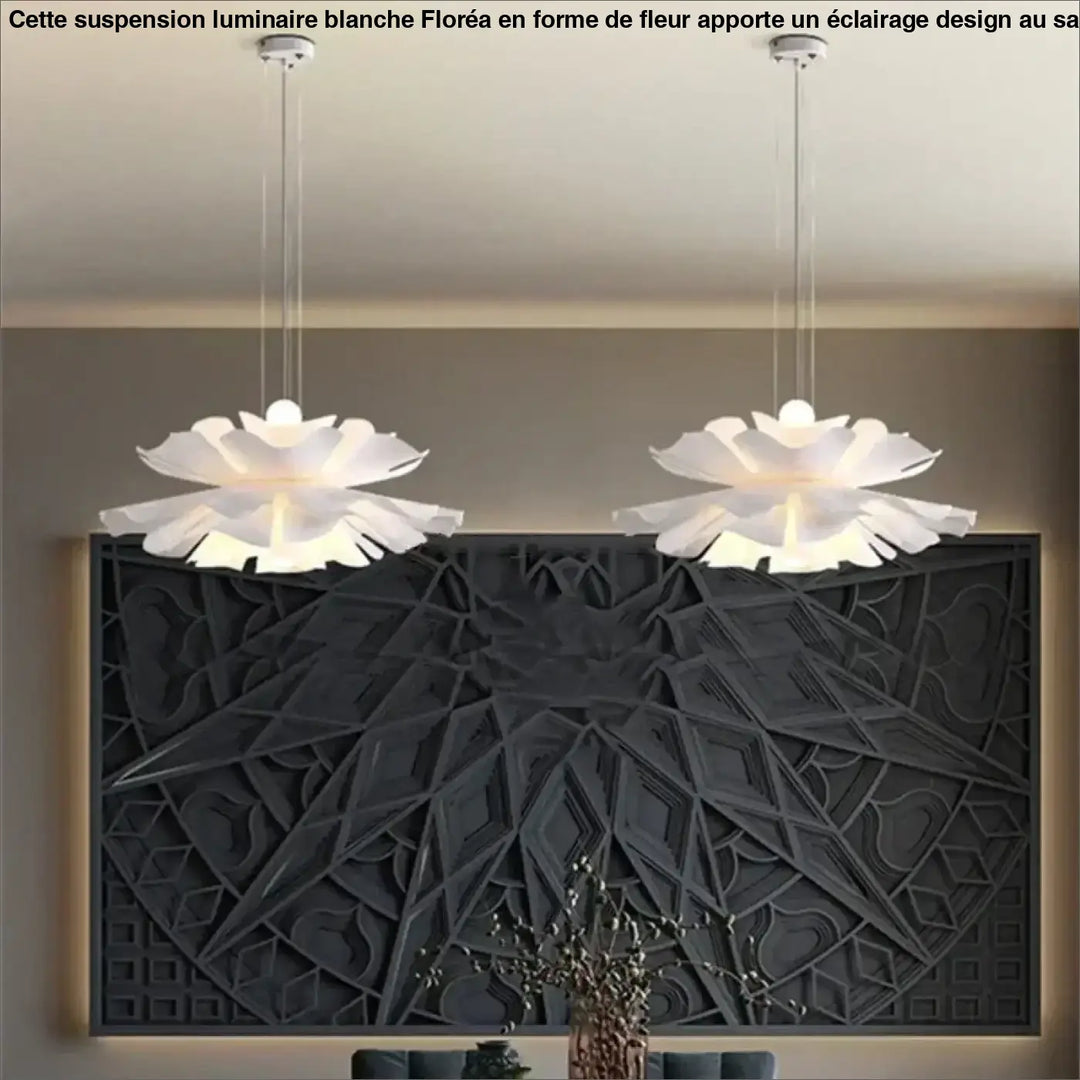 Suspension luminaire blanche en forme de fleur pour salon

