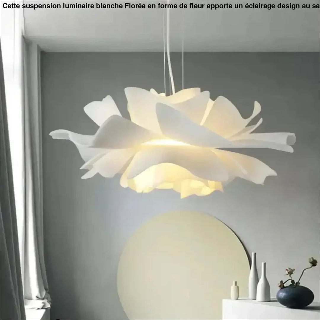 Suspension luminaire blanche en forme de fleur pour salon

