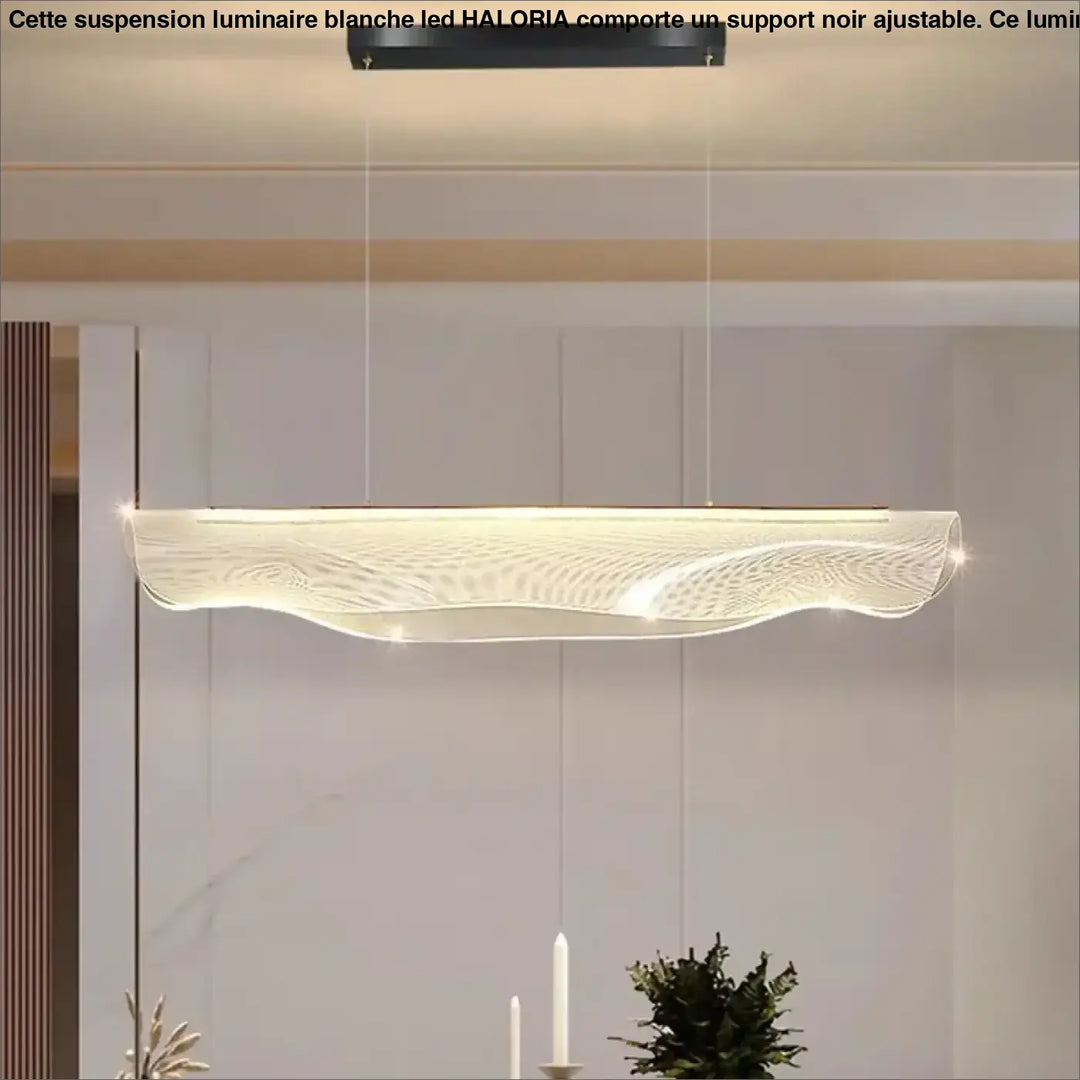 Suspension luminaire blanche LED avec un support noir ajustable

