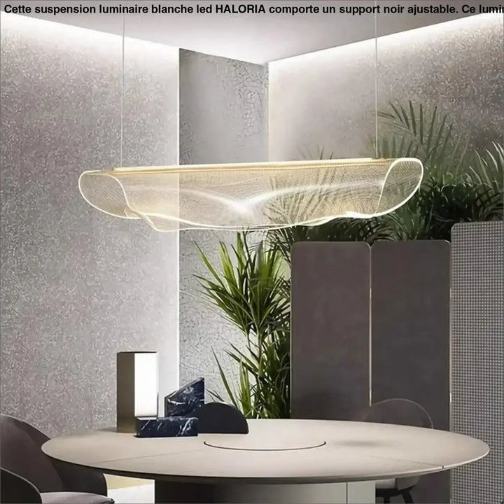 Suspension luminaire blanche LED avec un support noir ajustable

