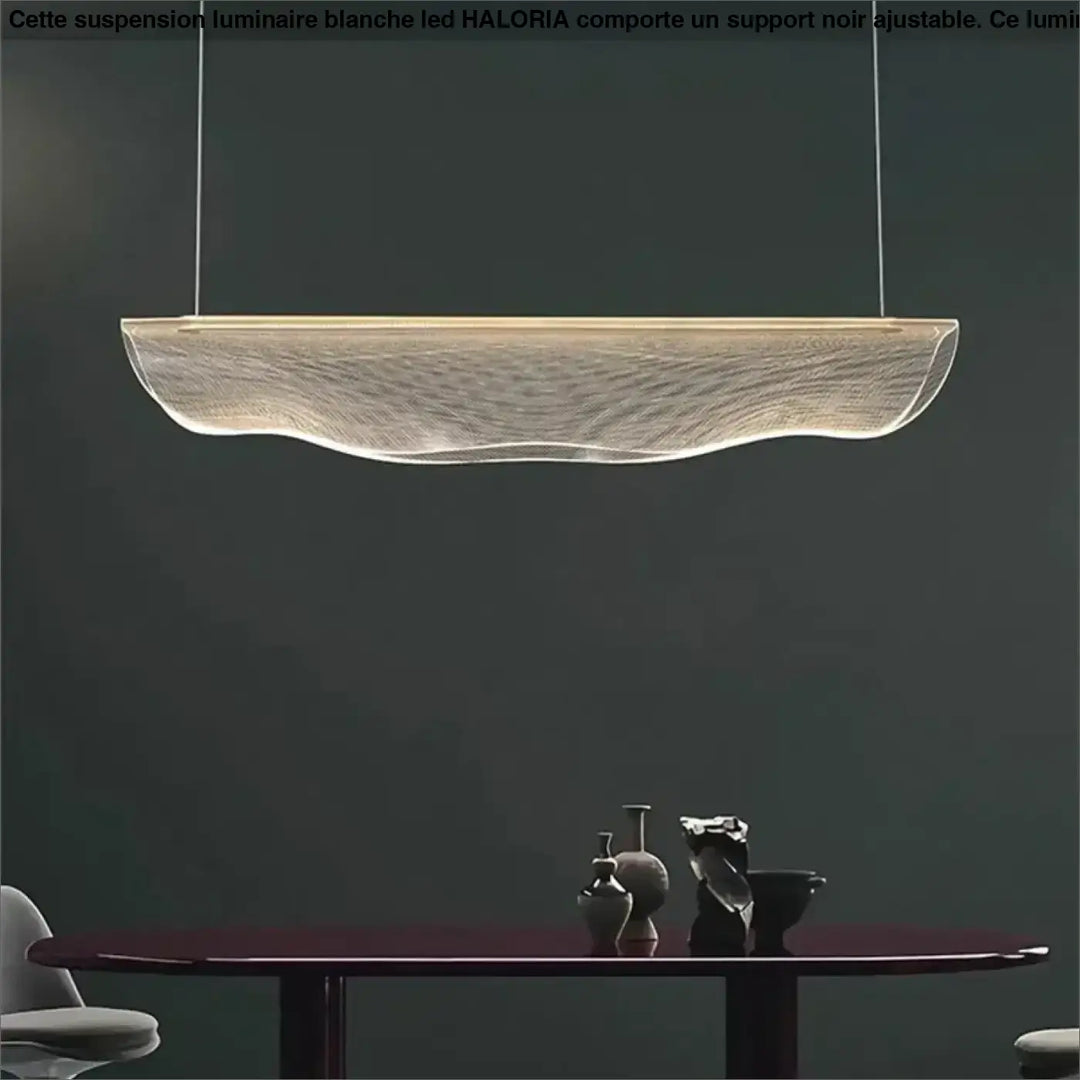 Suspension luminaire blanche LED avec un support noir ajustable

