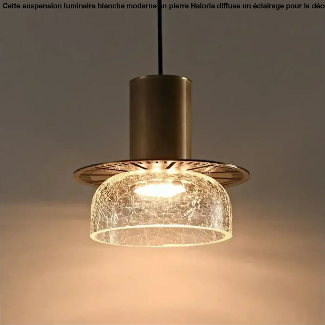 Suspension luminaire design en verre texturé et métal doré moderne