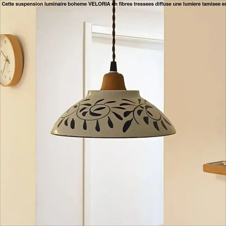 Suspension luminaire céramique blanche à motifs bleus