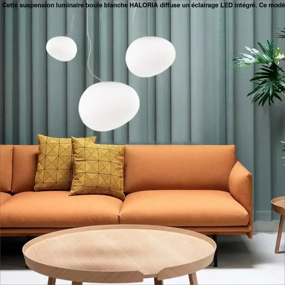 Suspension luminaire boule blanche à LED pour intérieur moderne

