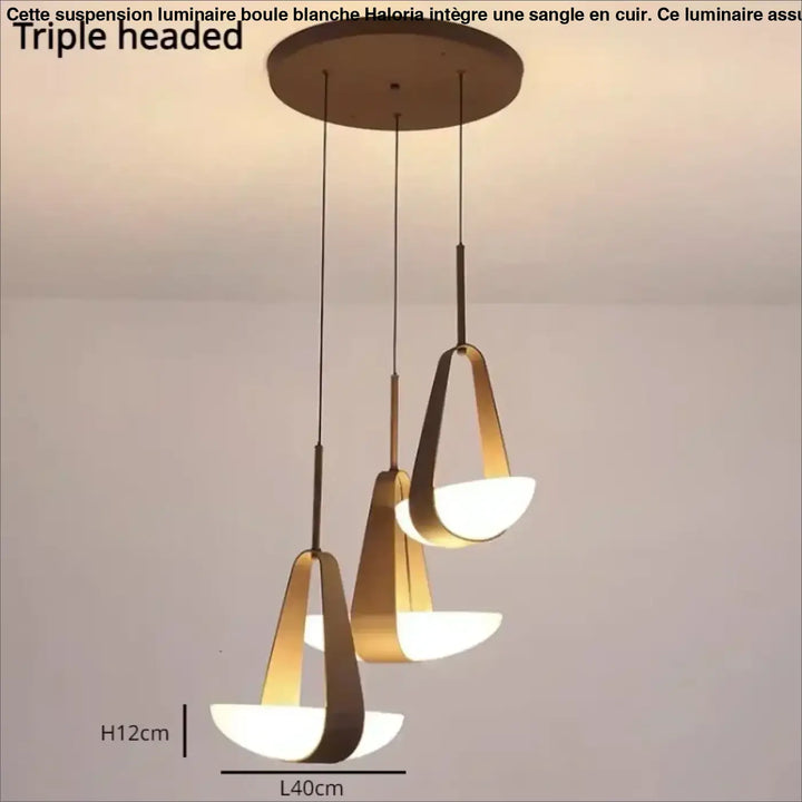 Suspension minimaliste cuir et verre led intérieur chic