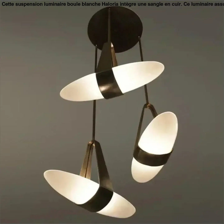 Suspension minimaliste cuir et verre led intérieur chic