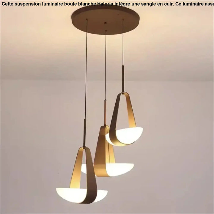 Suspension minimaliste cuir et verre led intérieur chic