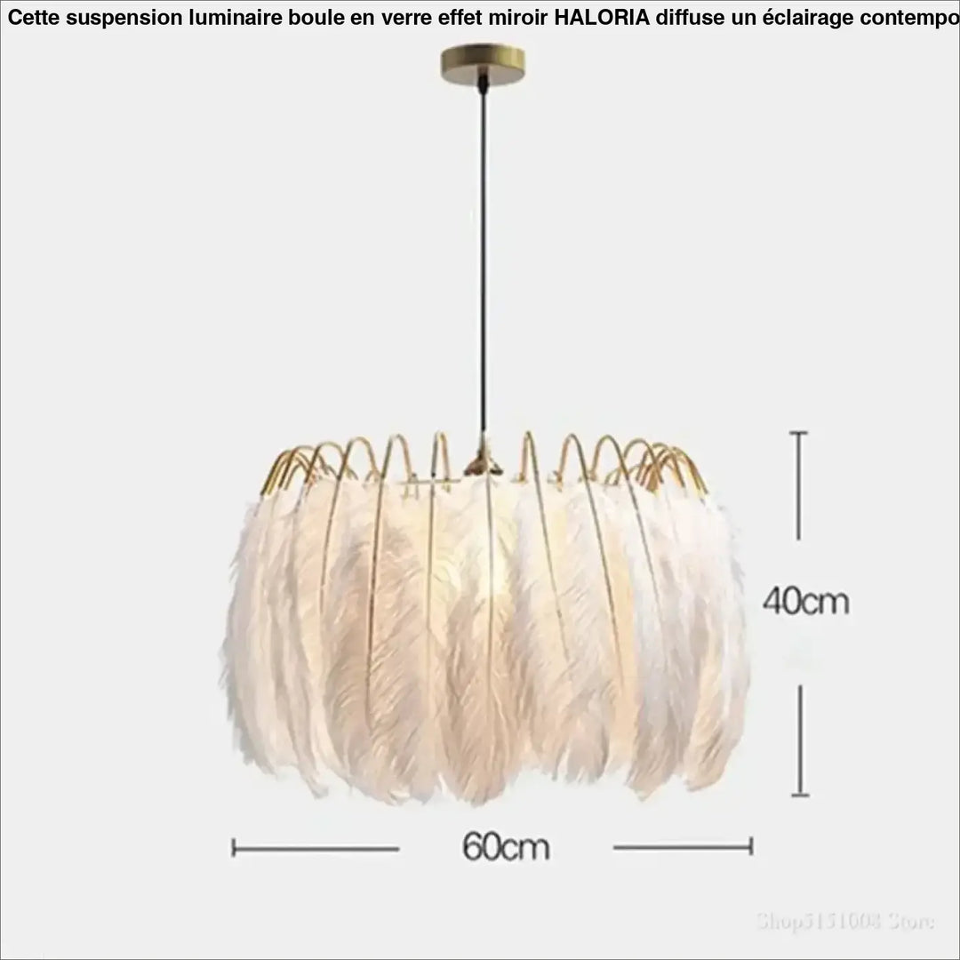 Suspension blanche à plumes style art déco élégance