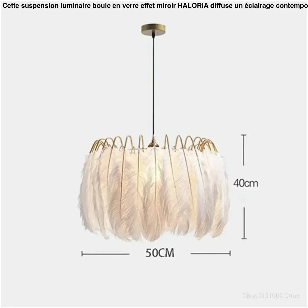 Suspension blanche à plumes style art déco élégance