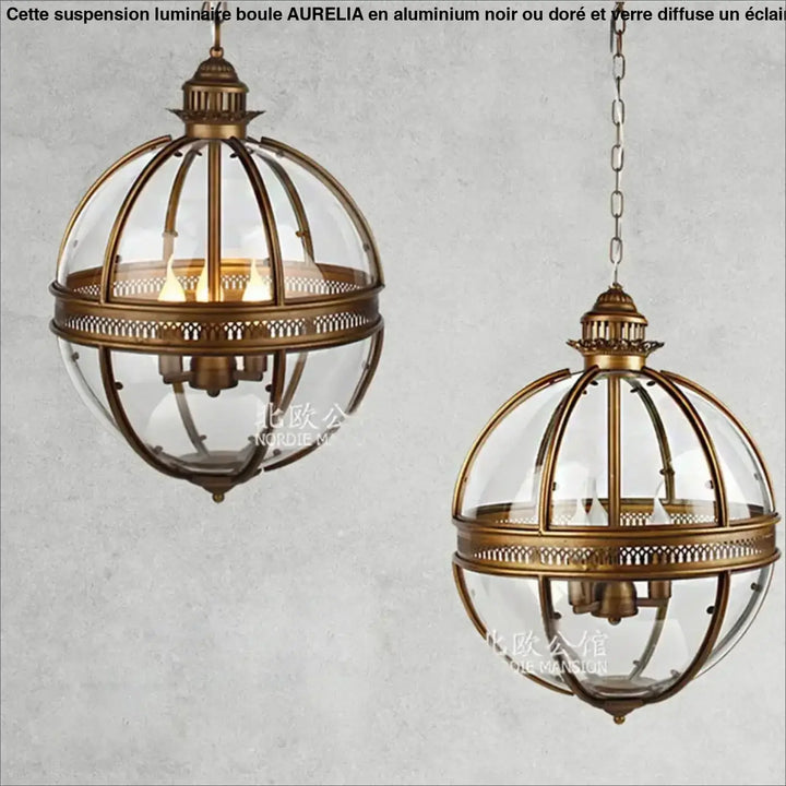 Suspension Luminaire Boule En Verre Élégante