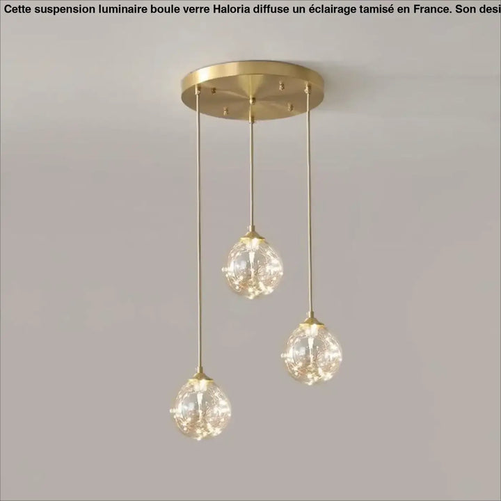 Suspension Luminaire Boule Verre Transparent Doré