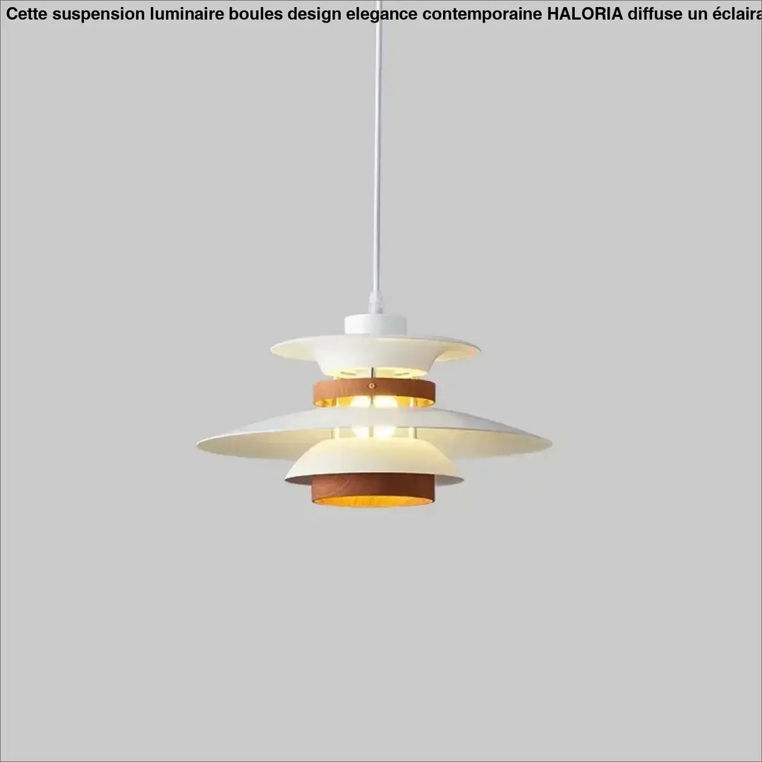 Suspension luminaire stratis avec design superposé moderne en blanc et brun chaud dans un style suspension luminaire scandinave